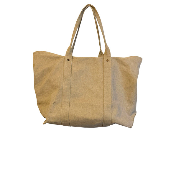 Restoration Hardware Extra Large Taupe Rugged Cotton Canvas Tote Bag 21x16x9 - Picture 2 of 9